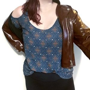 Torrid Geo Print Gauze Cold Shoulder Top